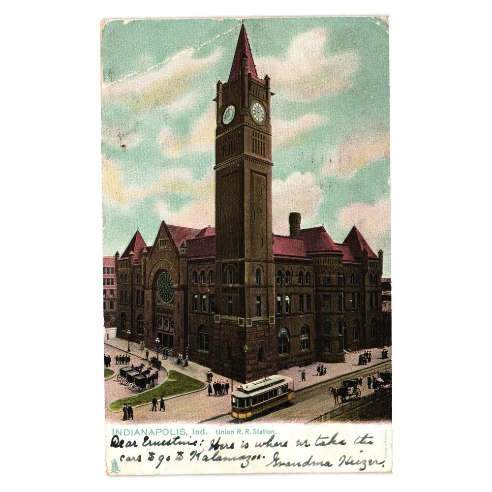Indianapolis Union Station Vintage Postcard Raphael Tuck Sons 1906 Writing